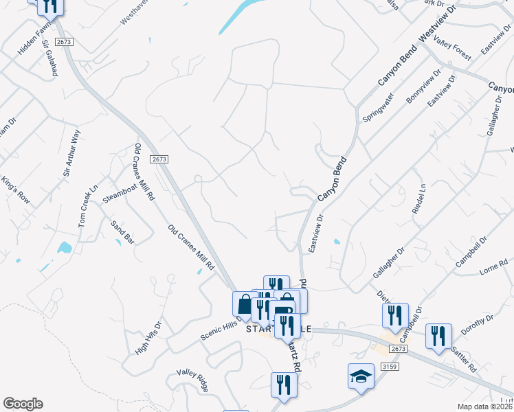 map of restaurants, bars, coffee shops, grocery stores, and more near 705 Firefly Drive in Canyon Lake