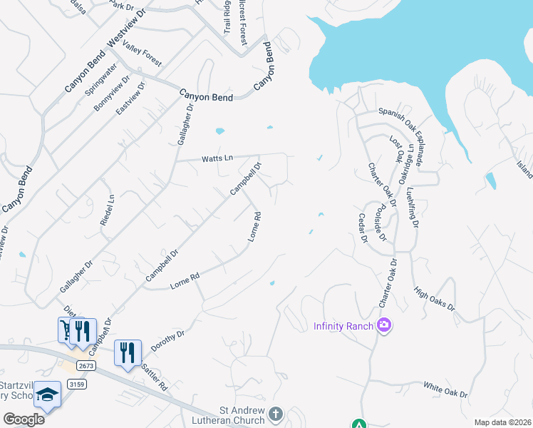 map of restaurants, bars, coffee shops, grocery stores, and more near 225 Lorne Rd in Canyon Lake