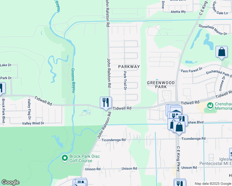 map of restaurants, bars, coffee shops, grocery stores, and more near 11906 Coral Reef Drive in Houston