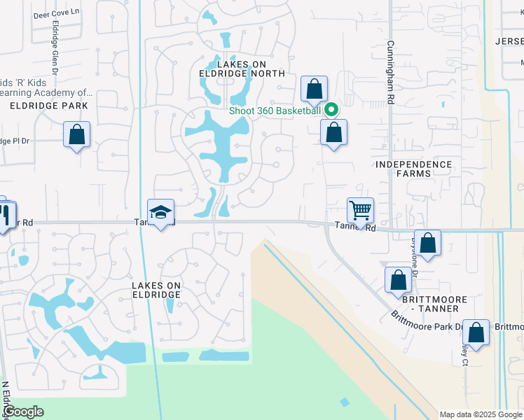 map of restaurants, bars, coffee shops, grocery stores, and more near 12131 Cielio Bay Lane in Houston
