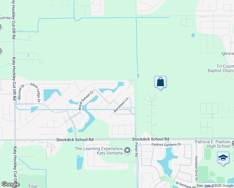 map of restaurants, bars, coffee shops, grocery stores, and more near 5319 Regal Gem Lane in Katy