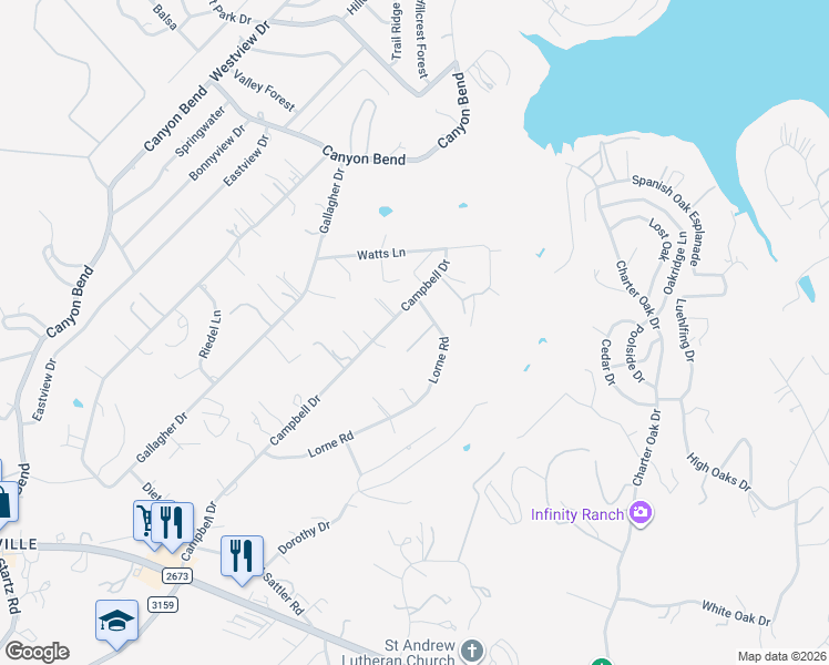map of restaurants, bars, coffee shops, grocery stores, and more near 118 Sage Road in Canyon Lake