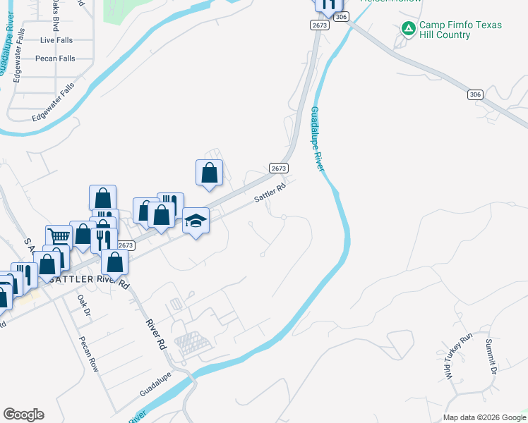 map of restaurants, bars, coffee shops, grocery stores, and more near 807 Sattler Road in New Braunfels