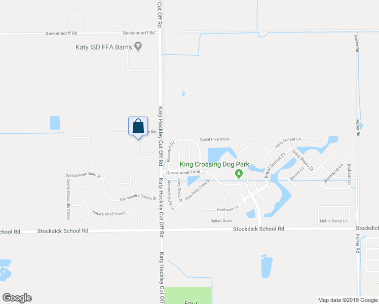 map of restaurants, bars, coffee shops, grocery stores, and more near Royal Press Drive in Katy