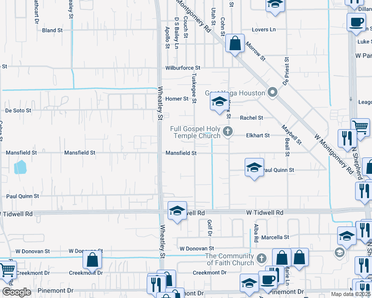 map of restaurants, bars, coffee shops, grocery stores, and more near 1010 Mansfield Street in Houston