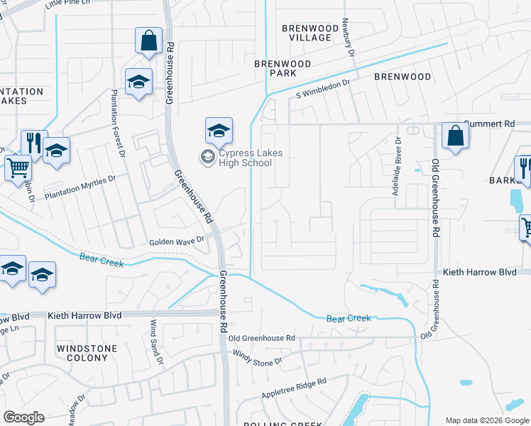 map of restaurants, bars, coffee shops, grocery stores, and more near 19031 Volga River Drive in Katy