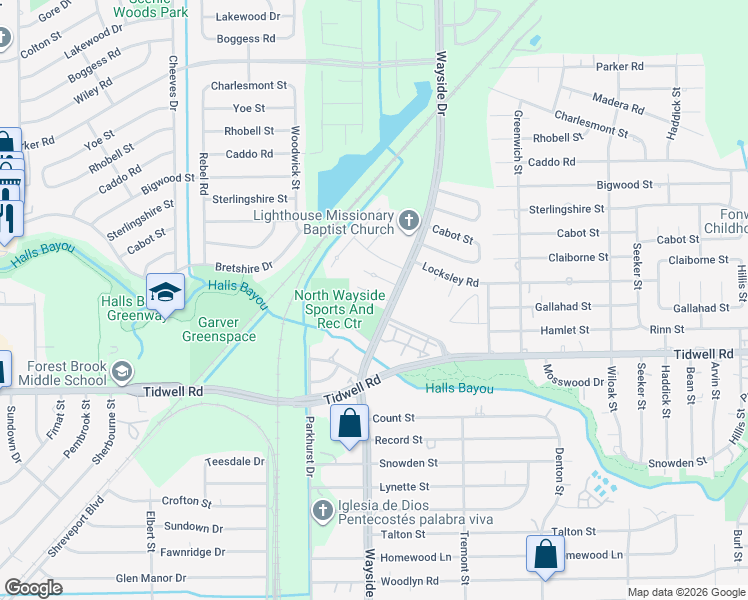 map of restaurants, bars, coffee shops, grocery stores, and more near 7880 Hamlet Street in Houston