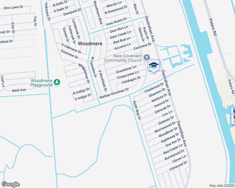 map of restaurants, bars, coffee shops, grocery stores, and more near 3885 Nathan Kornman Drive in Harvey