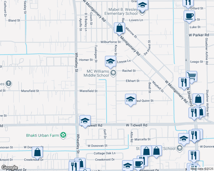 map of restaurants, bars, coffee shops, grocery stores, and more near 926 Mansfield Street in Houston