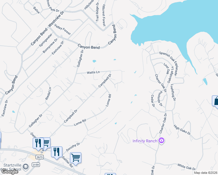 map of restaurants, bars, coffee shops, grocery stores, and more near 225 Lorne Road in Canyon Lake
