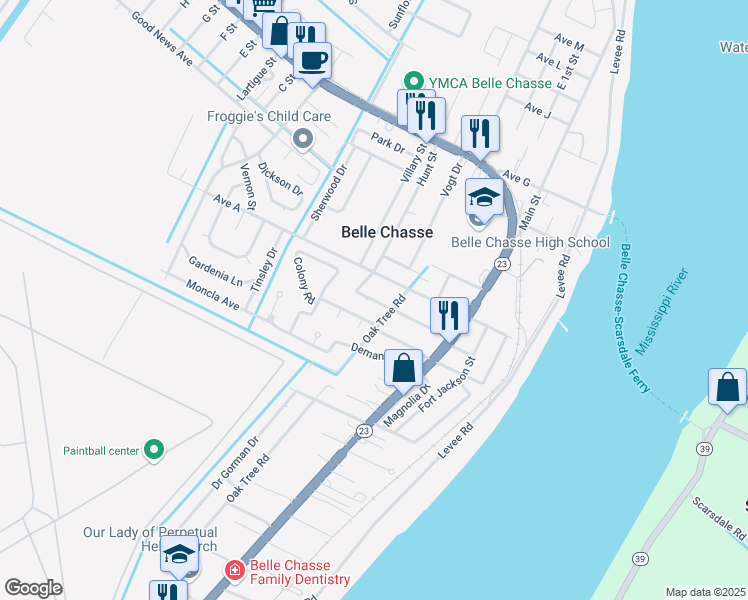 map of restaurants, bars, coffee shops, grocery stores, and more near 211 Avenue A in Belle Chasse