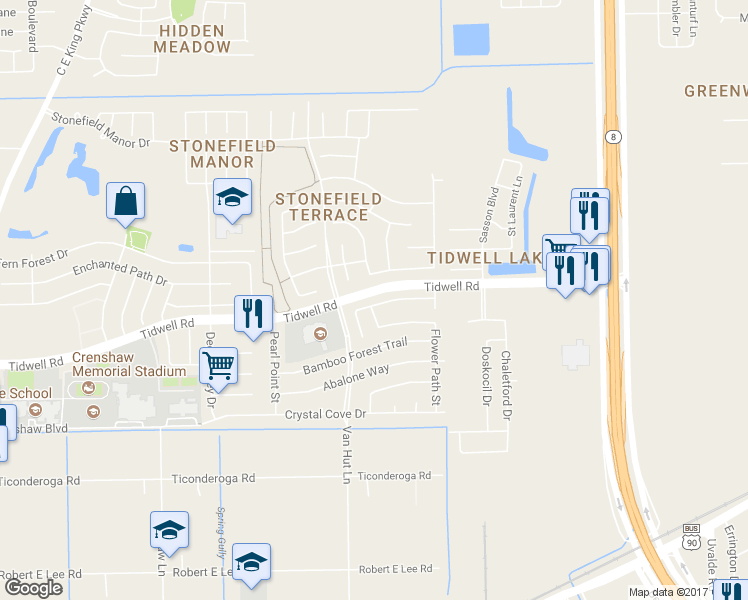 map of restaurants, bars, coffee shops, grocery stores, and more near 13055 Peppergate Lane in Houston
