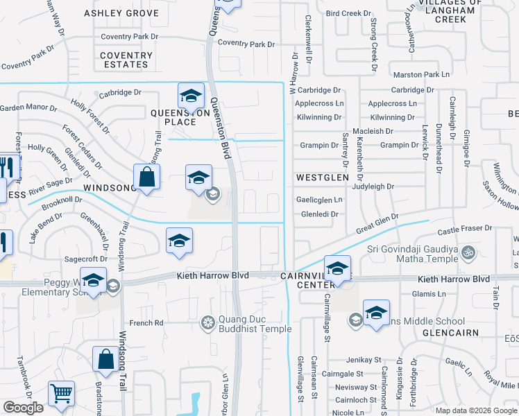 map of restaurants, bars, coffee shops, grocery stores, and more near 5318 Brookway Drive in Houston