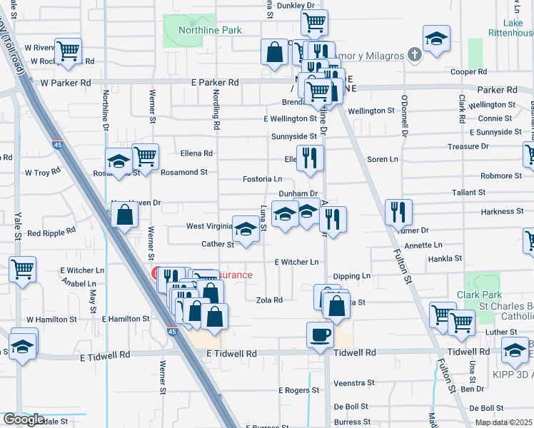 map of restaurants, bars, coffee shops, grocery stores, and more near 806 Colony Lane in Houston