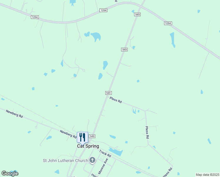 map of restaurants, bars, coffee shops, grocery stores, and more near 10018 Farm to Market Road 949 in Sealy