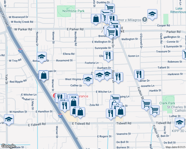 map of restaurants, bars, coffee shops, grocery stores, and more near 806 Colony Lane in Houston