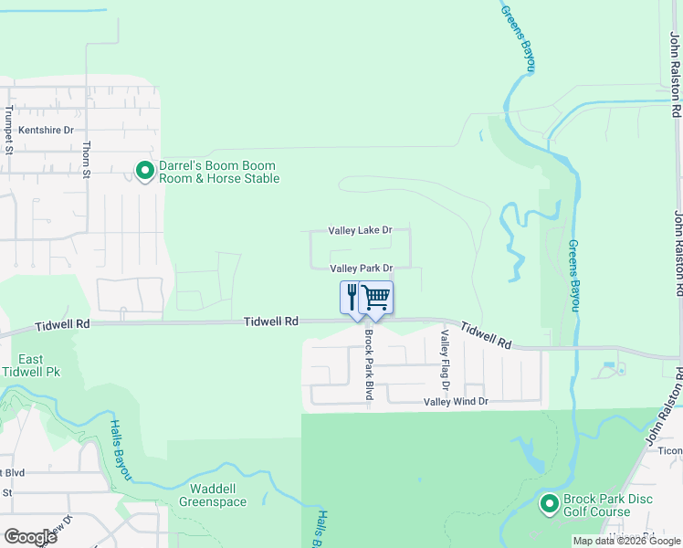 map of restaurants, bars, coffee shops, grocery stores, and more near 9934 Valley Park Drive in Houston