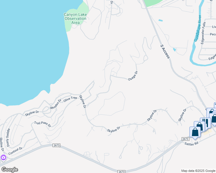 map of restaurants, bars, coffee shops, grocery stores, and more near 803 Ramblewood Drive in Canyon Lake