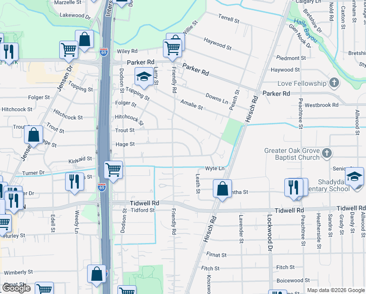 map of restaurants, bars, coffee shops, grocery stores, and more near 4022 Hage Street in Houston