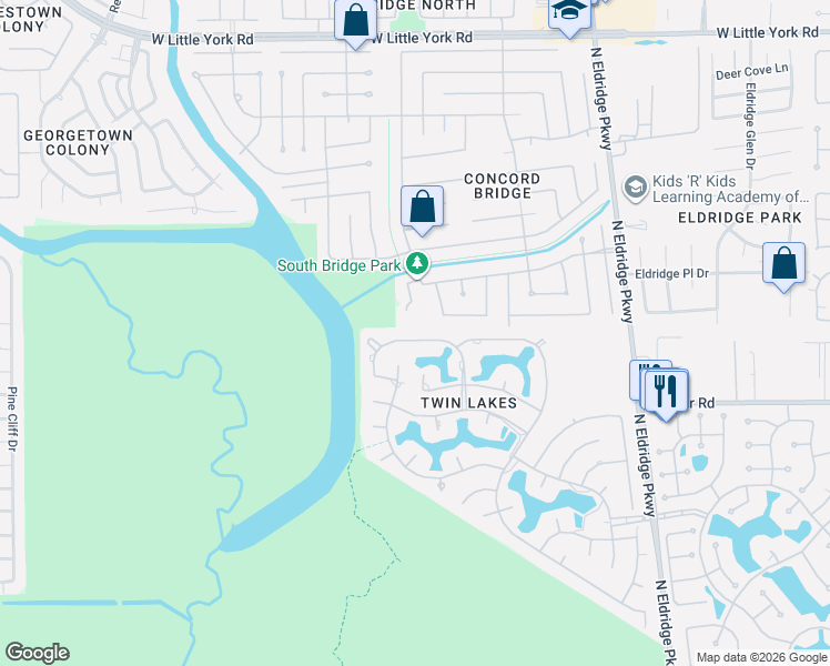 map of restaurants, bars, coffee shops, grocery stores, and more near 5646 Grand Floral Boulevard in Houston