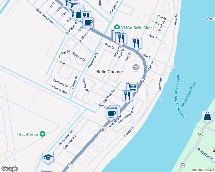 map of restaurants, bars, coffee shops, grocery stores, and more near 211 Avenue A in Belle Chasse