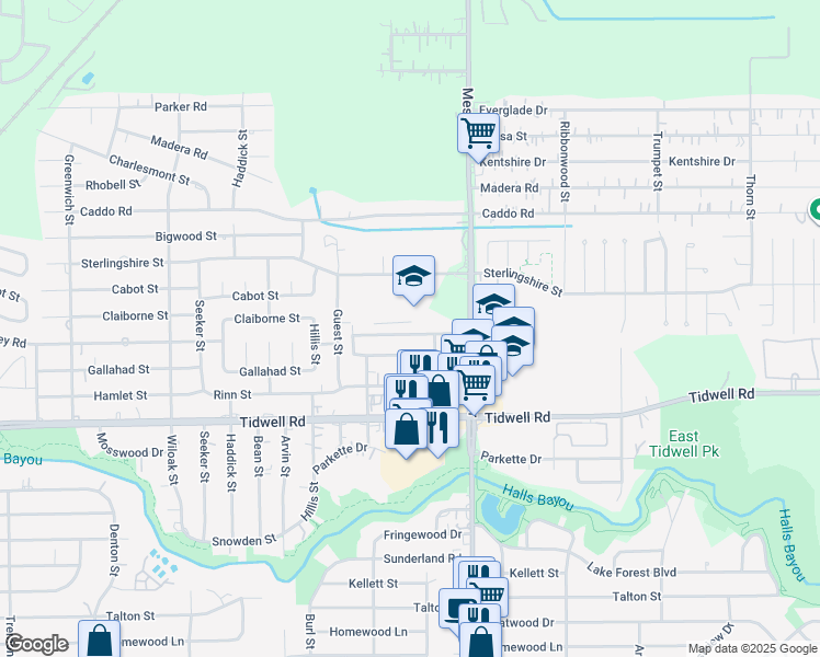 map of restaurants, bars, coffee shops, grocery stores, and more near 8703 Texas Acorn Avenue in Houston