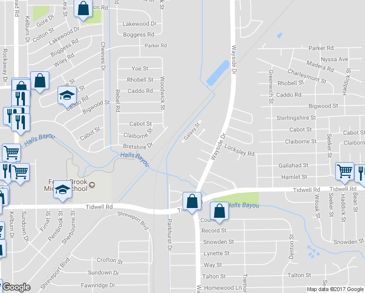 map of restaurants, bars, coffee shops, grocery stores, and more near 9606 Galaxy Street in Houston