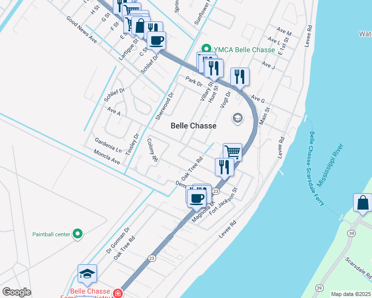 map of restaurants, bars, coffee shops, grocery stores, and more near 211 Avenue A in Belle Chasse