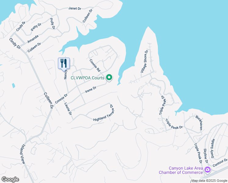 map of restaurants, bars, coffee shops, grocery stores, and more near 1010 Barbara Drive in Canyon Lake