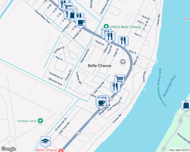 map of restaurants, bars, coffee shops, grocery stores, and more near 211 Avenue A in Belle Chasse