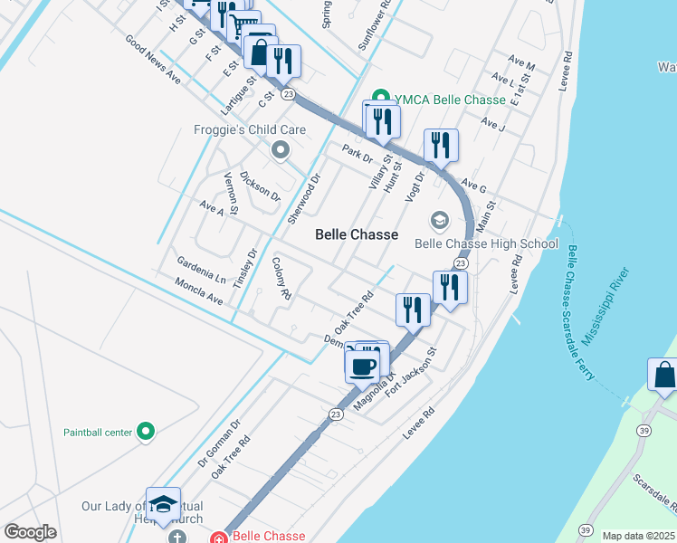 map of restaurants, bars, coffee shops, grocery stores, and more near 211 Avenue A in Belle Chasse