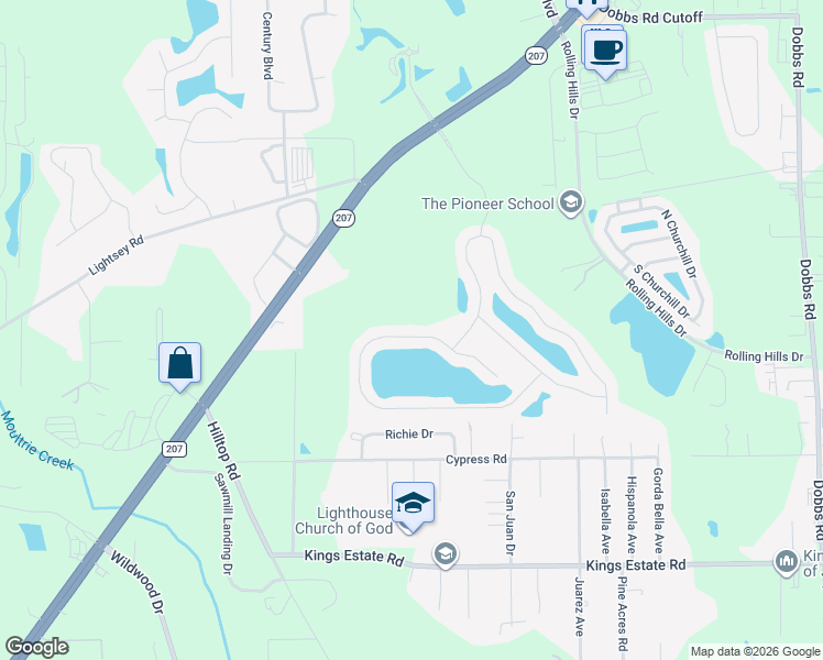 map of restaurants, bars, coffee shops, grocery stores, and more near 728 Deer Crossing Road in St. Augustine