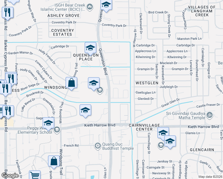 map of restaurants, bars, coffee shops, grocery stores, and more near 5319 Summit Hollow Drive in Houston