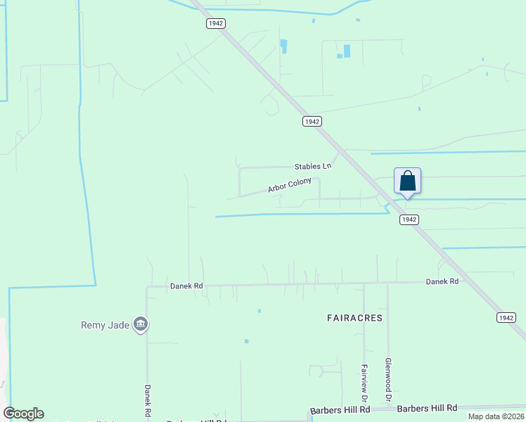 map of restaurants, bars, coffee shops, grocery stores, and more near 3930 Stables Lane in Crosby