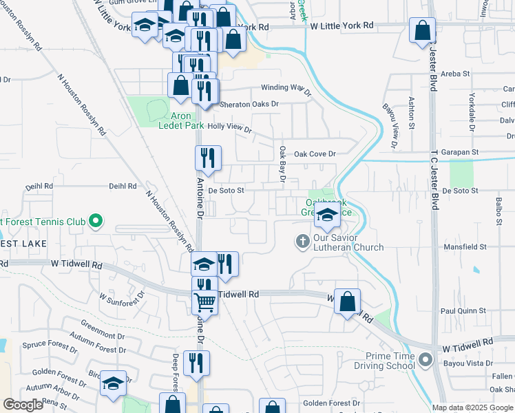 map of restaurants, bars, coffee shops, grocery stores, and more near 5902 Bolivia Boulevard in Houston