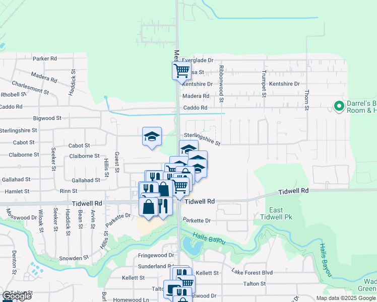 map of restaurants, bars, coffee shops, grocery stores, and more near in Houston