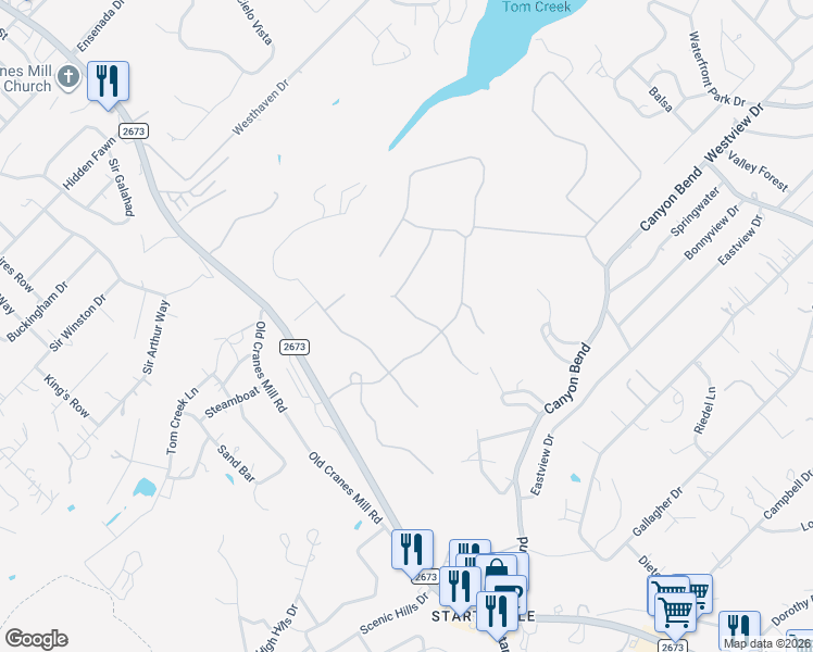 map of restaurants, bars, coffee shops, grocery stores, and more near 711 Malaga Court in Canyon Lake