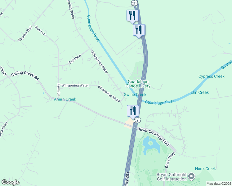 map of restaurants, bars, coffee shops, grocery stores, and more near 1203 Whispering Water in Spring Branch