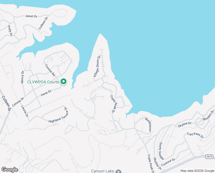 map of restaurants, bars, coffee shops, grocery stores, and more near 2230 Triple Peak Drive in Canyon Lake