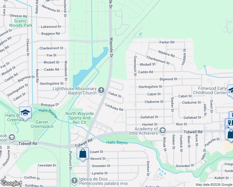 map of restaurants, bars, coffee shops, grocery stores, and more near 7938 Matson Street in Houston