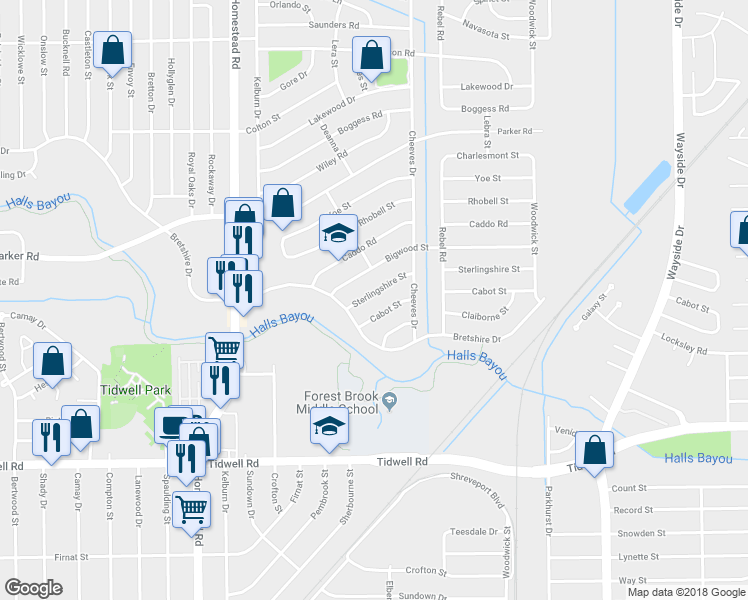 map of restaurants, bars, coffee shops, grocery stores, and more near 7322 Sterlingshire Street in Houston