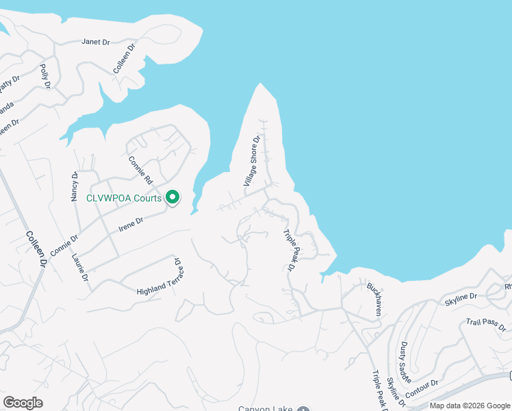 map of restaurants, bars, coffee shops, grocery stores, and more near 2318 Triple Peak Drive in Canyon Lake