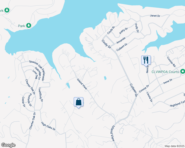 map of restaurants, bars, coffee shops, grocery stores, and more near 1201 Post Oak Drive in Canyon Lake