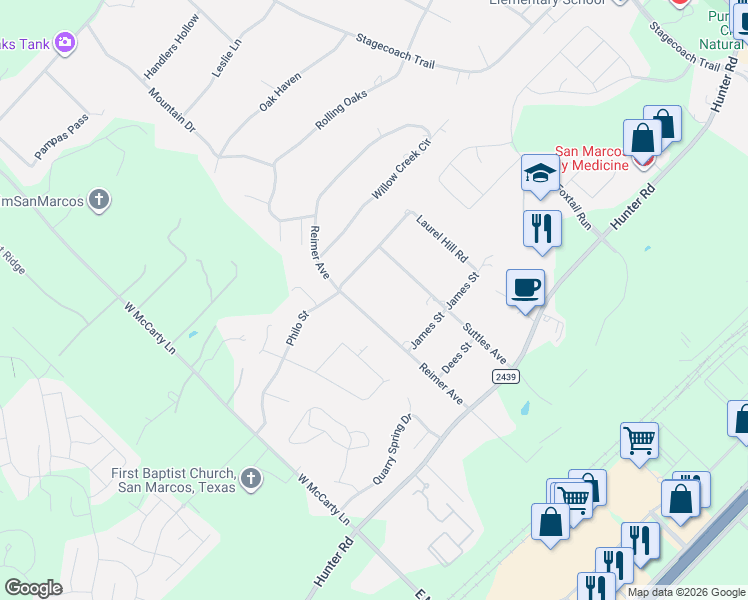 map of restaurants, bars, coffee shops, grocery stores, and more near 401 Reimer Avenue in San Marcos
