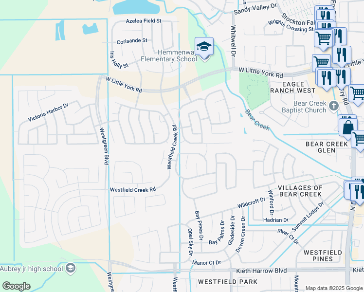 map of restaurants, bars, coffee shops, grocery stores, and more near 5259 Lilac Hollow Lane in Katy