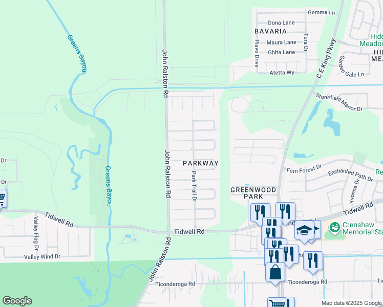 map of restaurants, bars, coffee shops, grocery stores, and more near 11946 Ginger Lei Lane in Houston