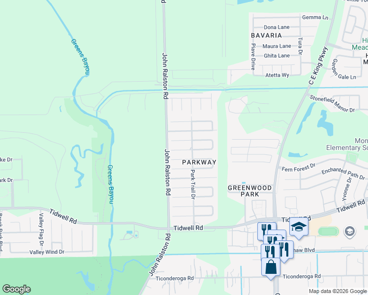 map of restaurants, bars, coffee shops, grocery stores, and more near 11946 Island Song Drive in Houston