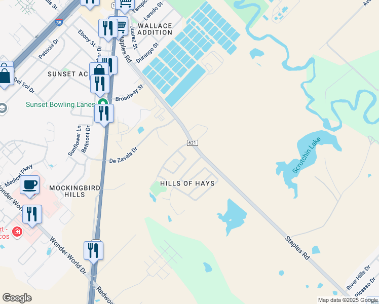 map of restaurants, bars, coffee shops, grocery stores, and more near 700 Staples Road in San Marcos