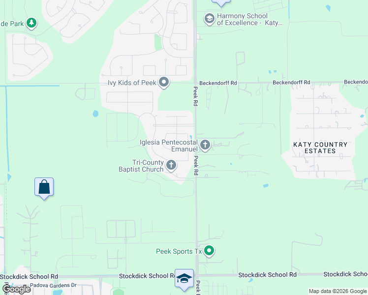 map of restaurants, bars, coffee shops, grocery stores, and more near 23014 Forebear Drive in Katy