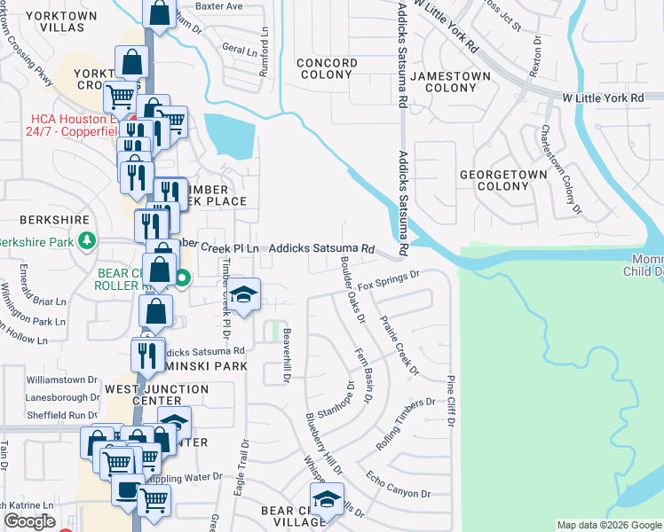 map of restaurants, bars, coffee shops, grocery stores, and more near 5407 Sunview Drive in Houston